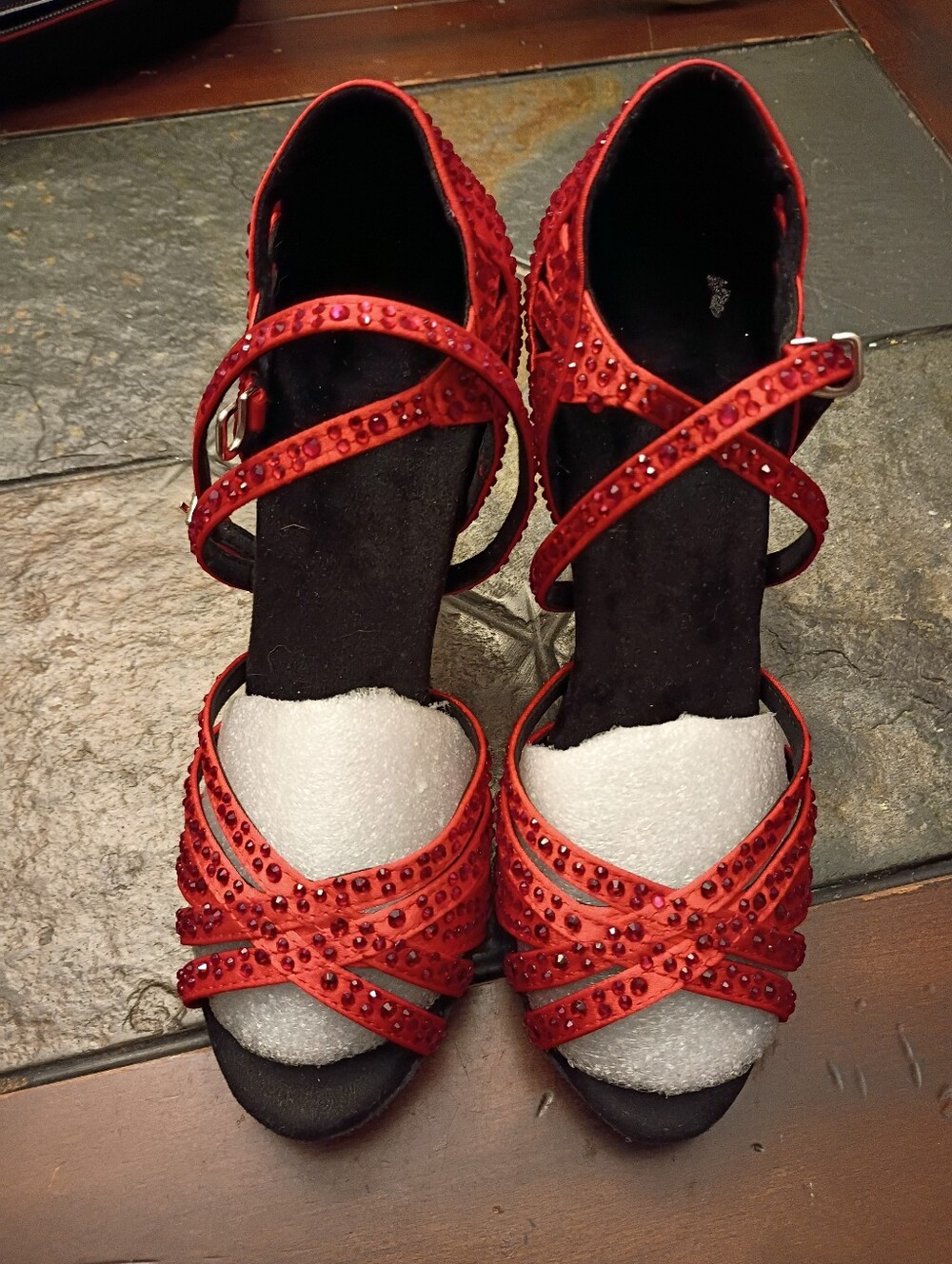 Red Embellished Strappy Women's Heels
